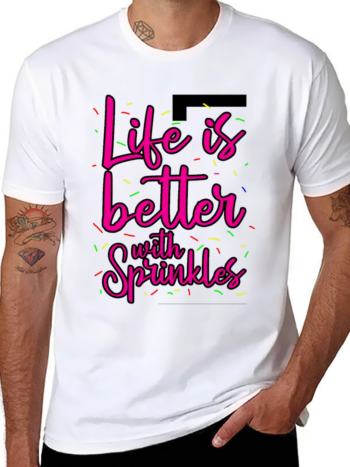 Camiseta Negra La Vida es Mejor con Sprinkles
