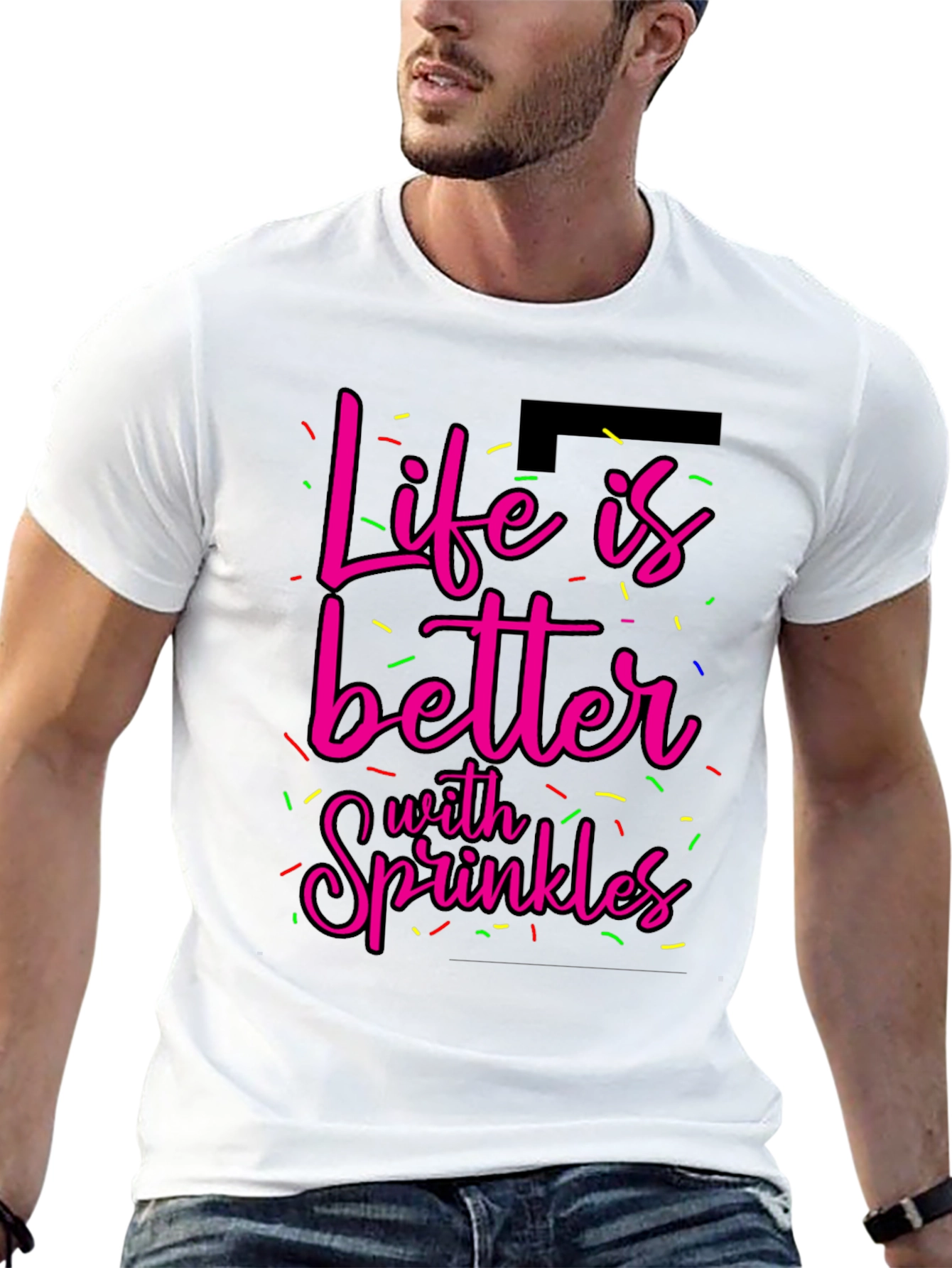 Camiseta Negra La Vida es Mejor con Sprinkles