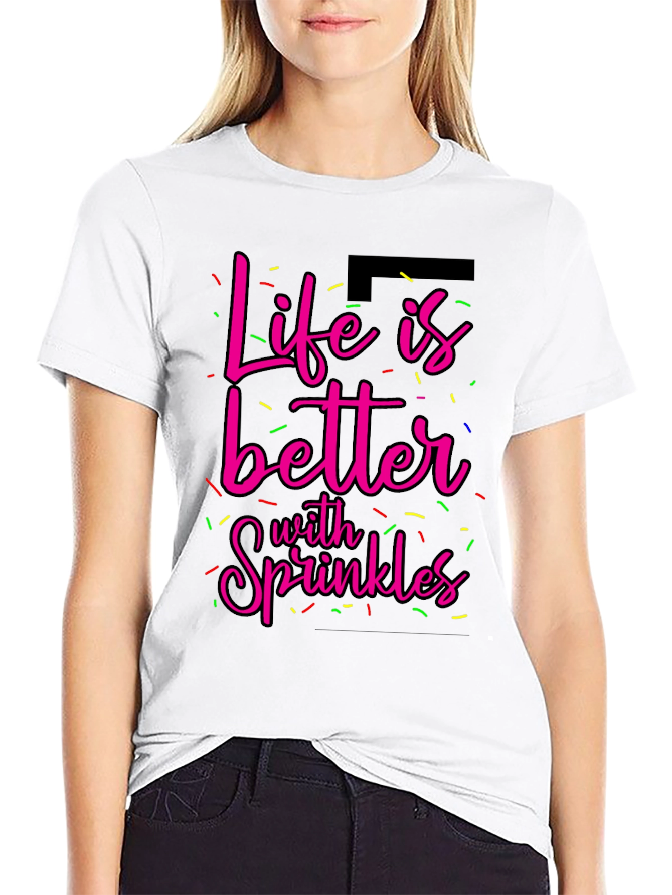 Camiseta Negra La Vida es Mejor con Sprinkles