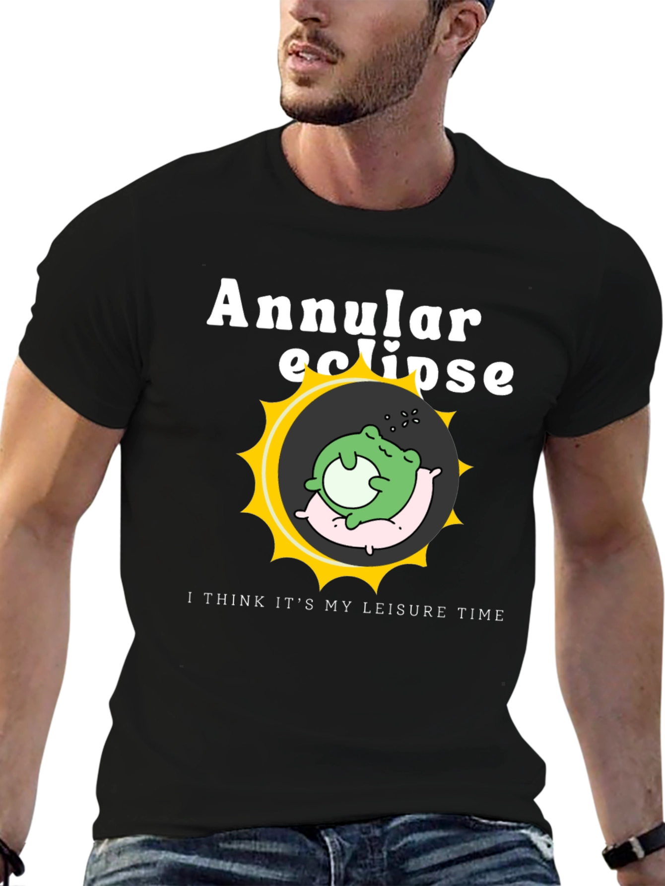 Camiseta Negra Eclipse Anular - Rana Durmiente