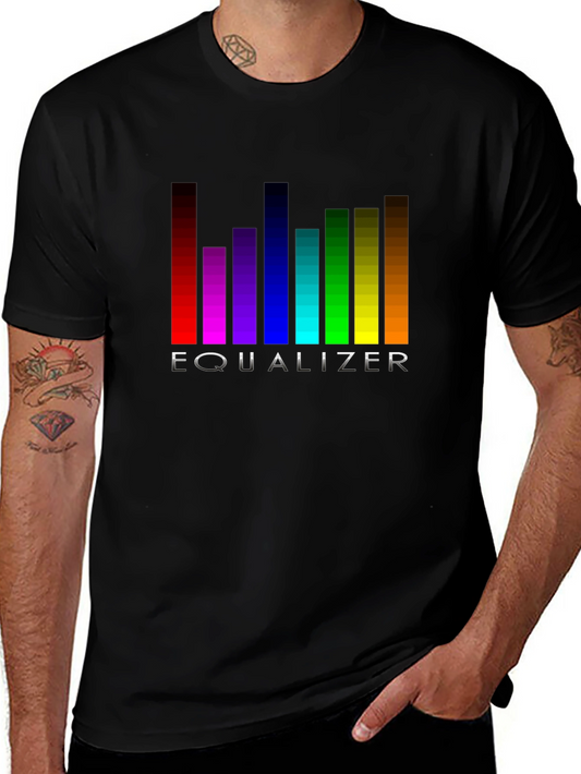 Camiseta Negra con Diseño Ecualizador Gráfico