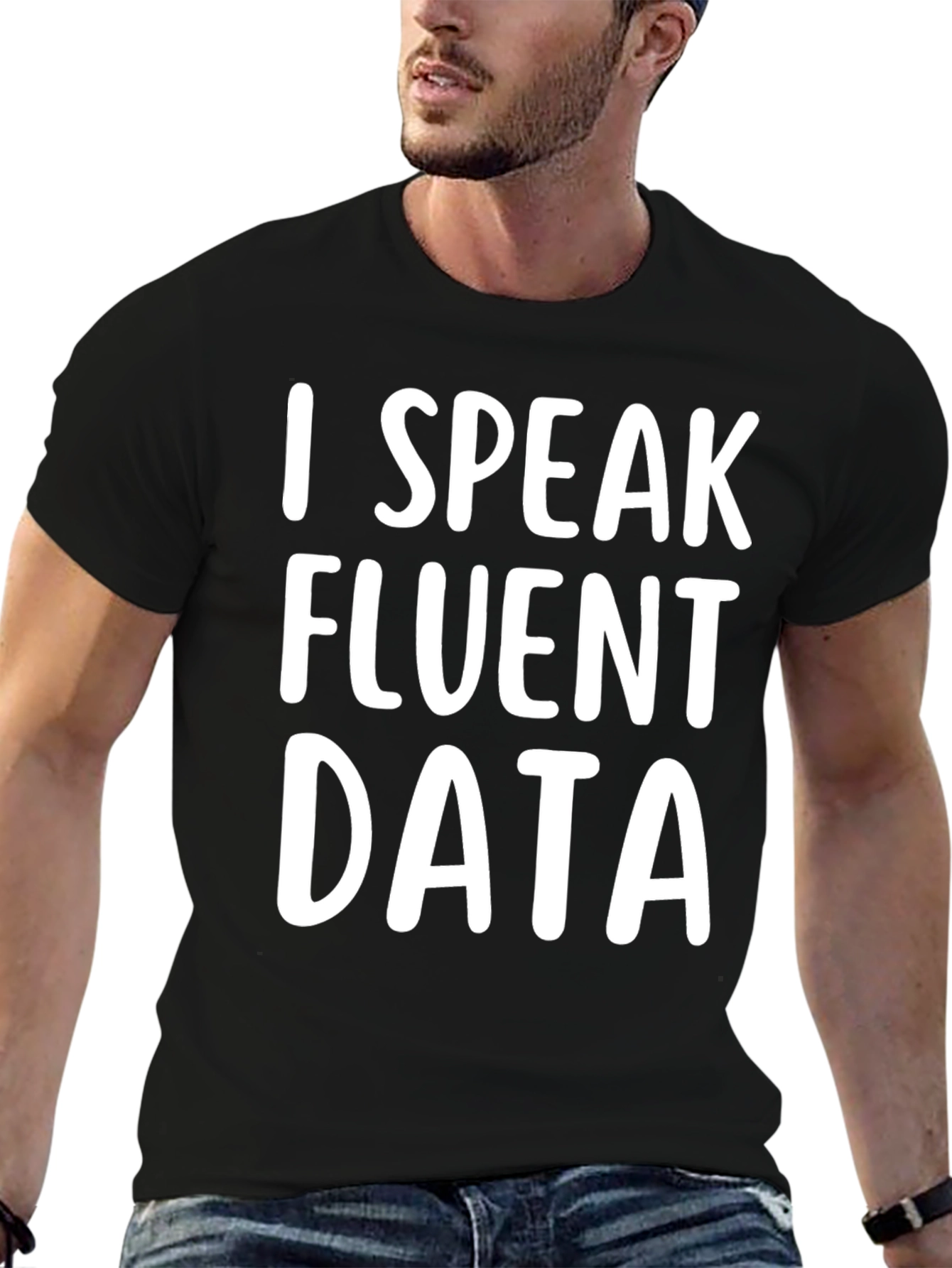 Camiseta Negra con Frase Hablo Data Fluida