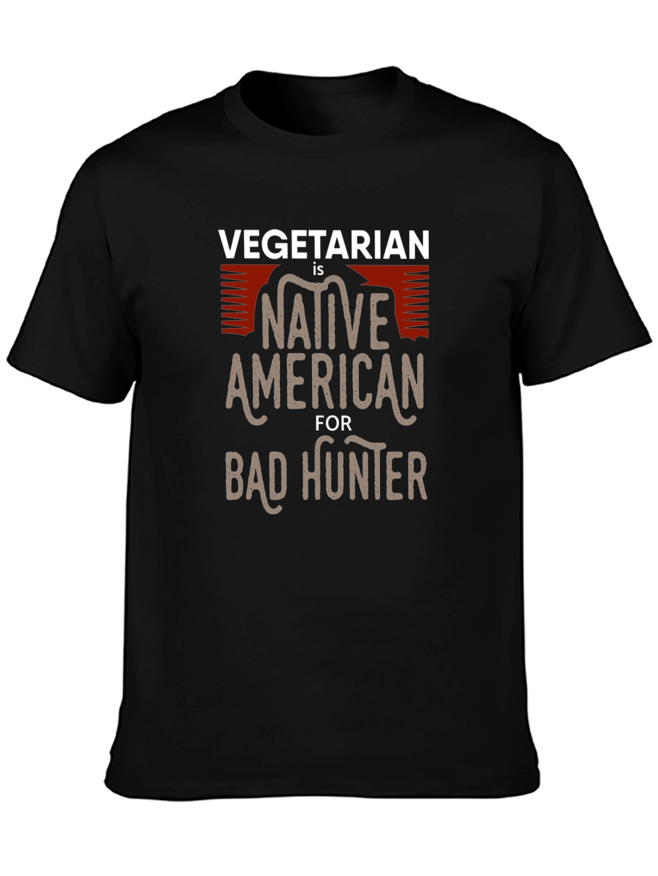 Camiseta Negra: Vegetariano Nativo Americano Cazador