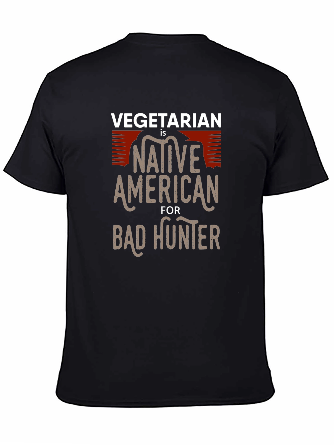 Camiseta Negra: Vegetariano Nativo Americano Cazador