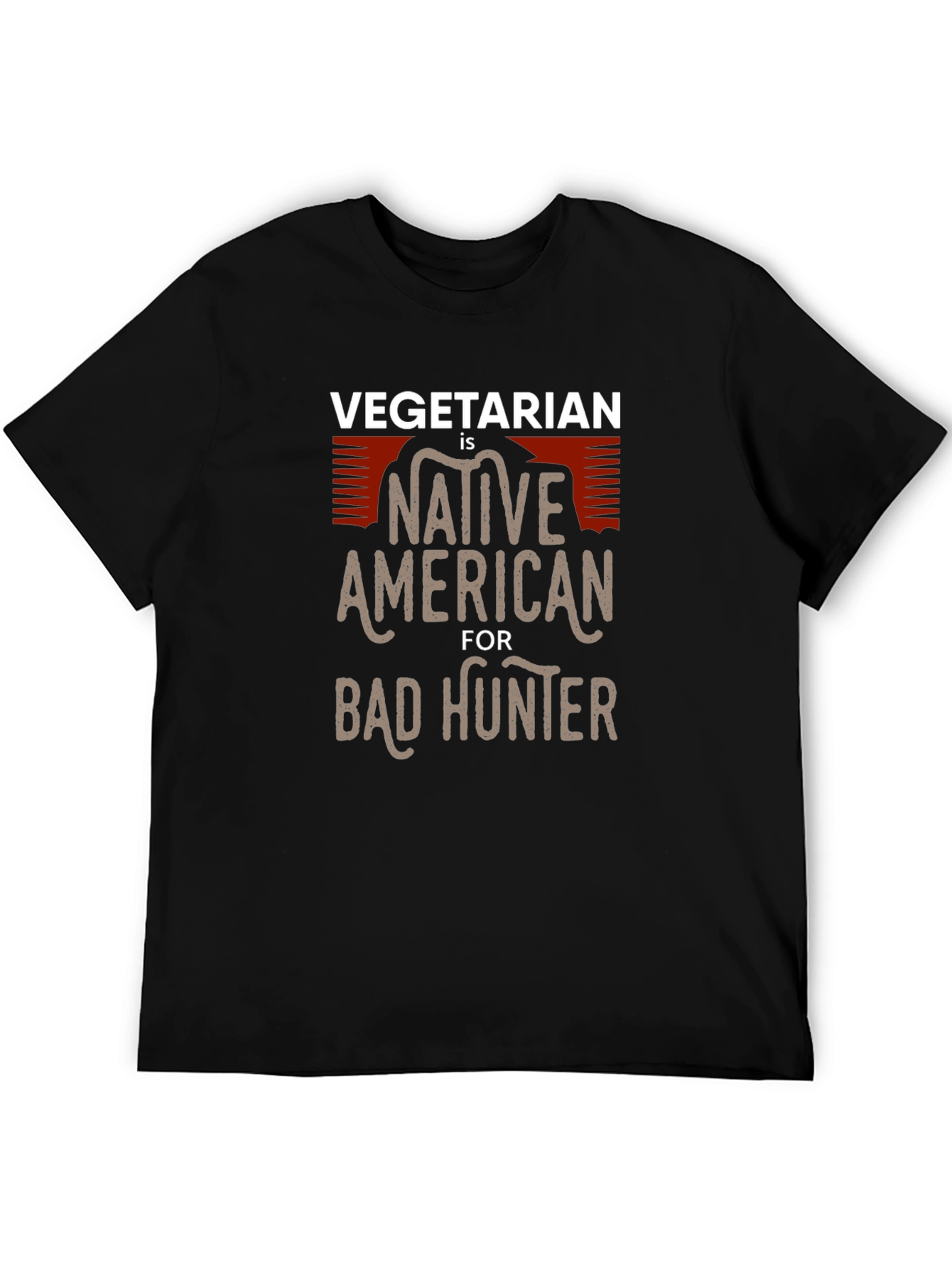 Camiseta Negra: Vegetariano Nativo Americano Cazador
