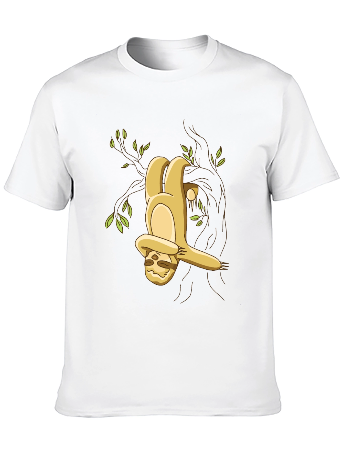 Camiseta Negra con Diseño de Perezoso Colgando