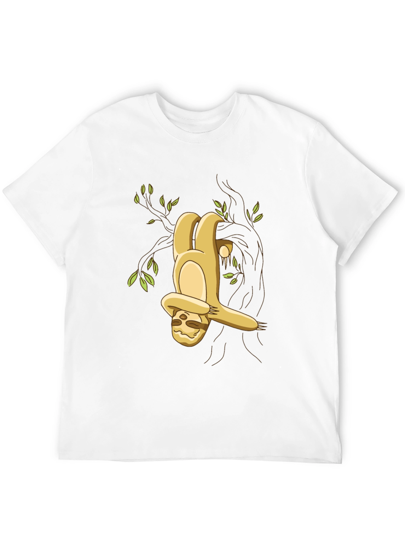 Camiseta Negra con Diseño de Perezoso Colgando