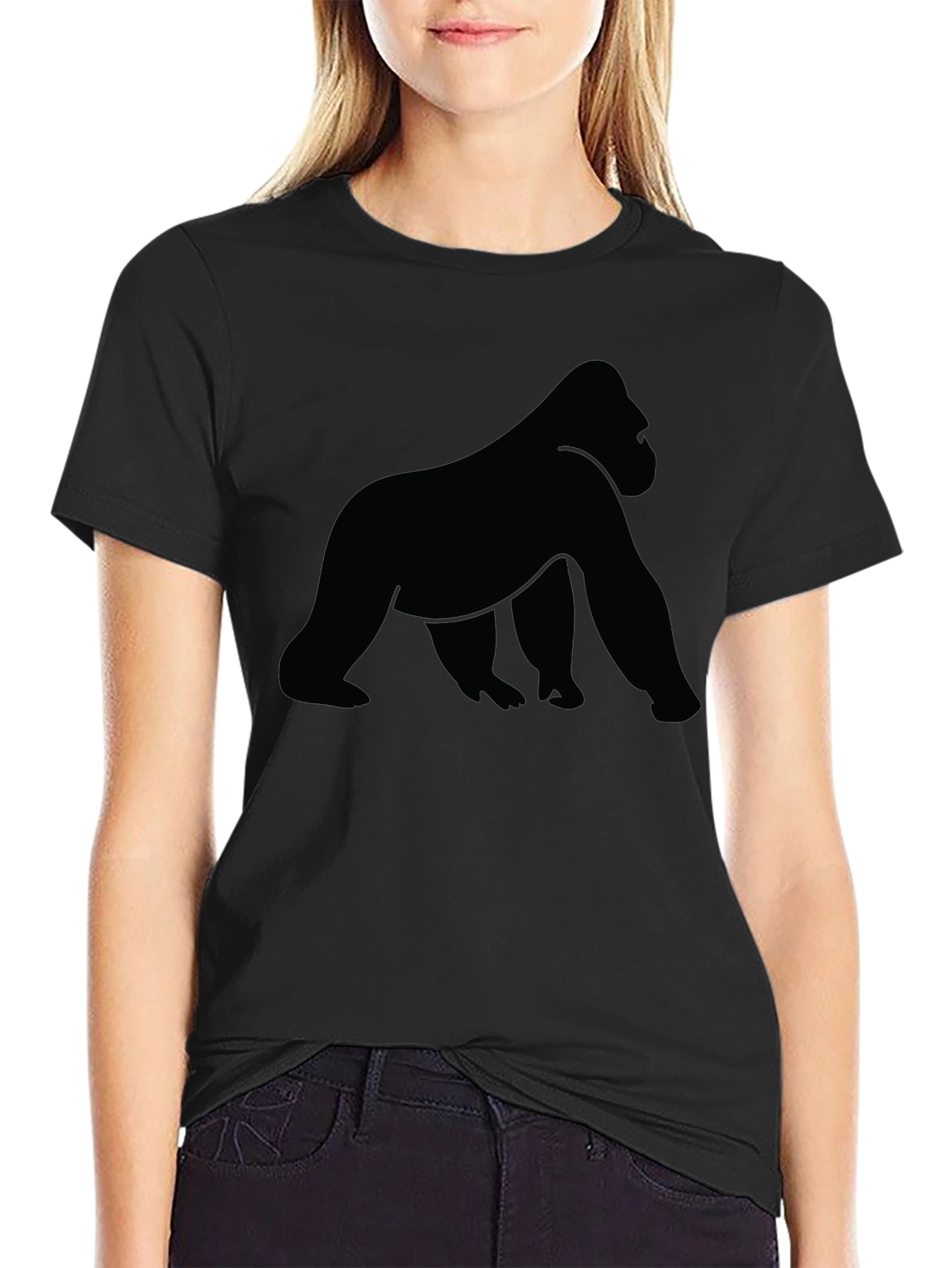 Camiseta Negra con Silueta de Gorila para Hombre