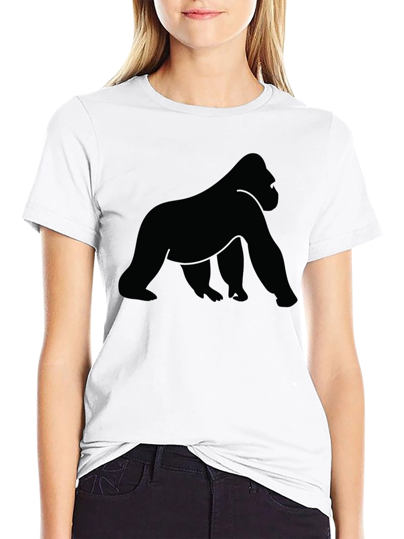 Camiseta Negra con Silueta de Gorila para Hombre