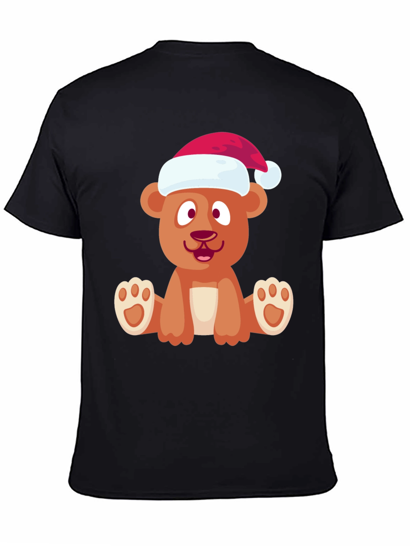 Camiseta Negra Oso Navideño Divertida