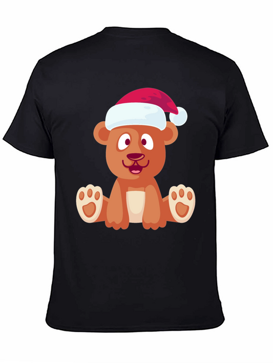 Camiseta Negra Oso Navideño Divertida