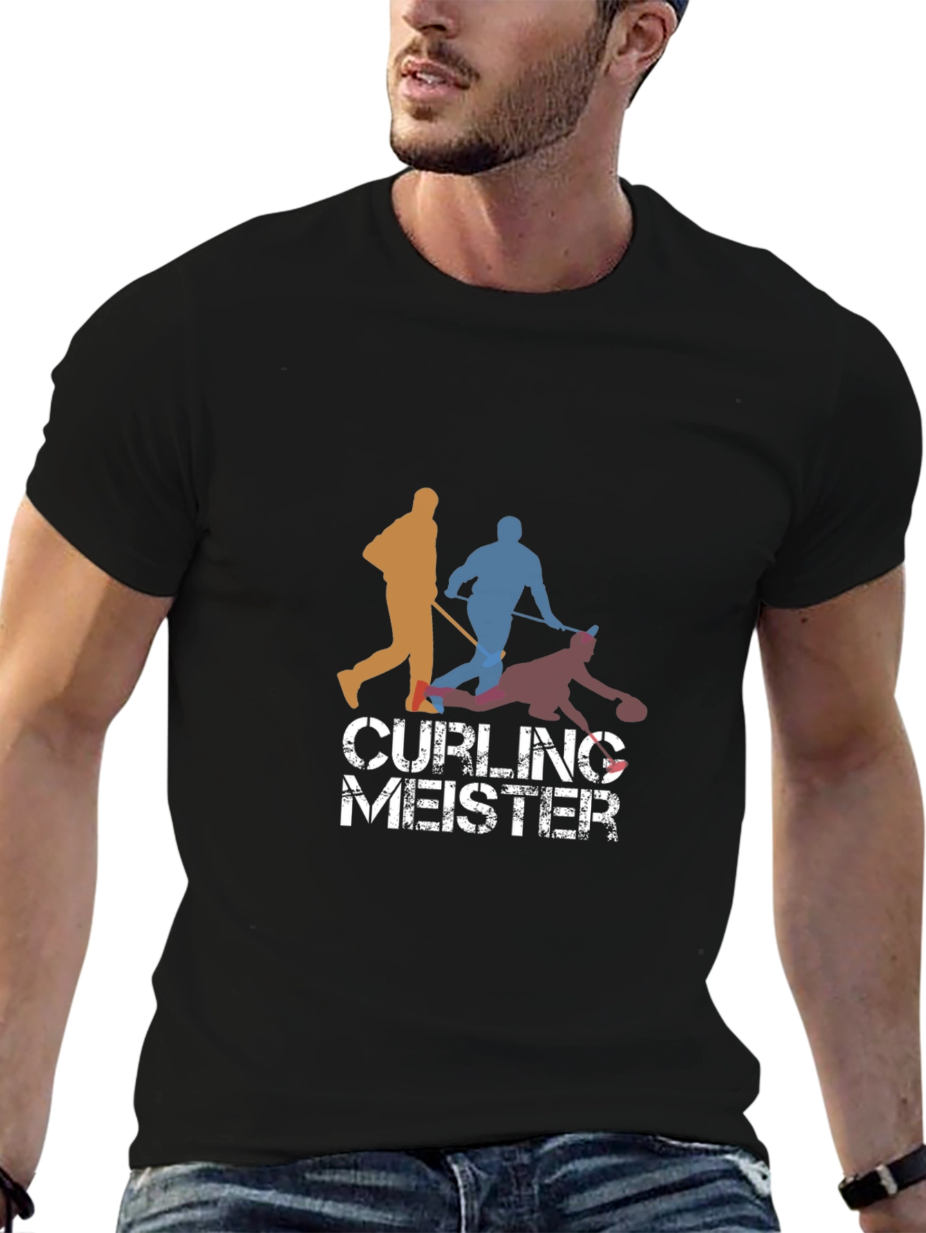 Camiseta Negra Curling Meister para Aficionados al Curling