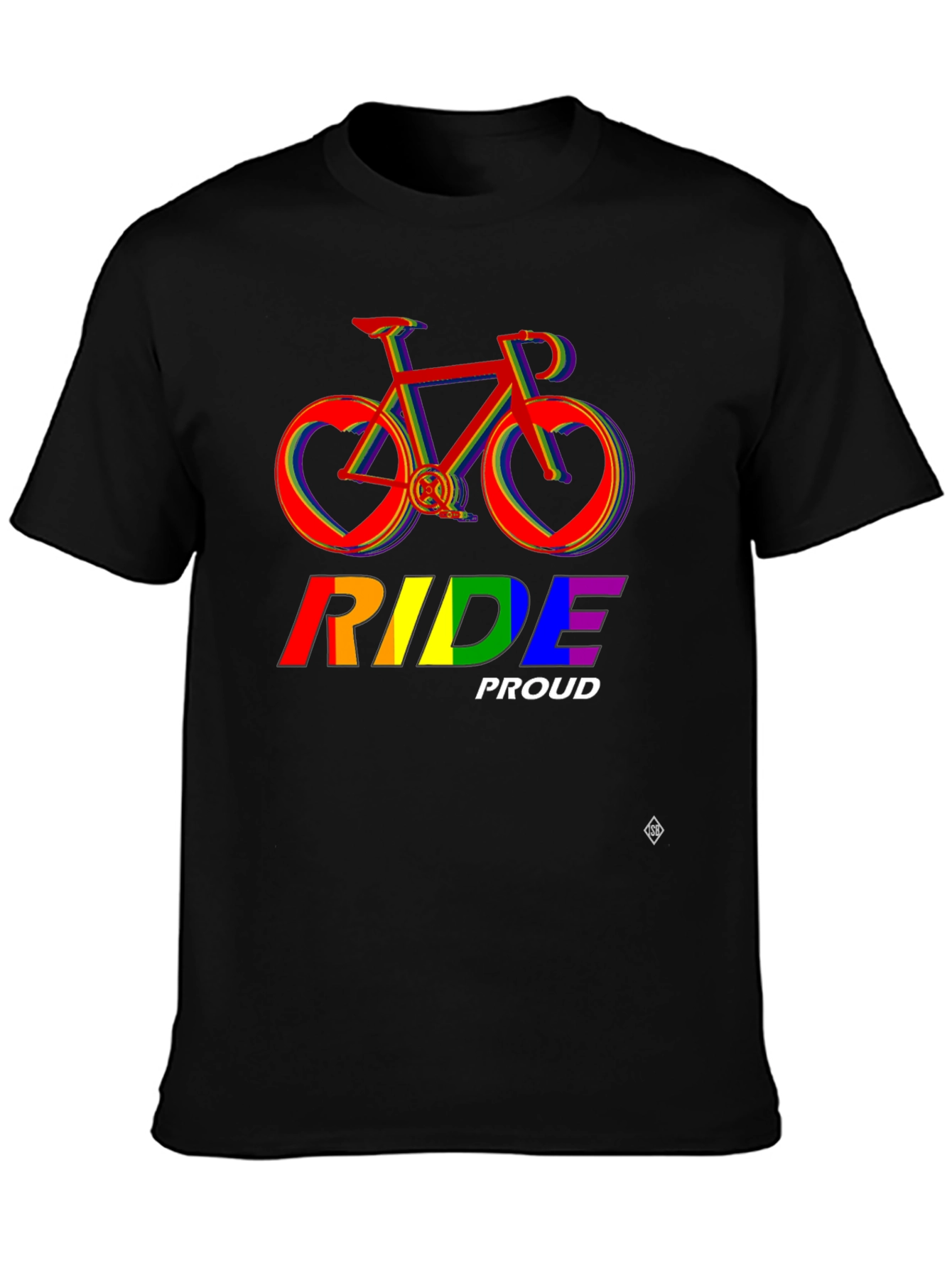 Camiseta Negra Ride Proud LGBT