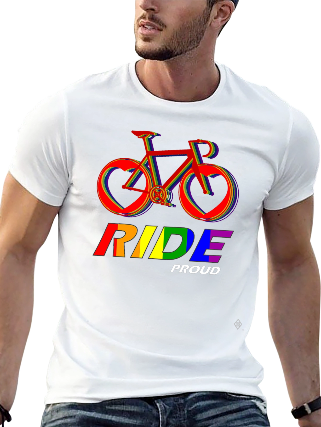Camiseta Negra Ride Proud LGBT
