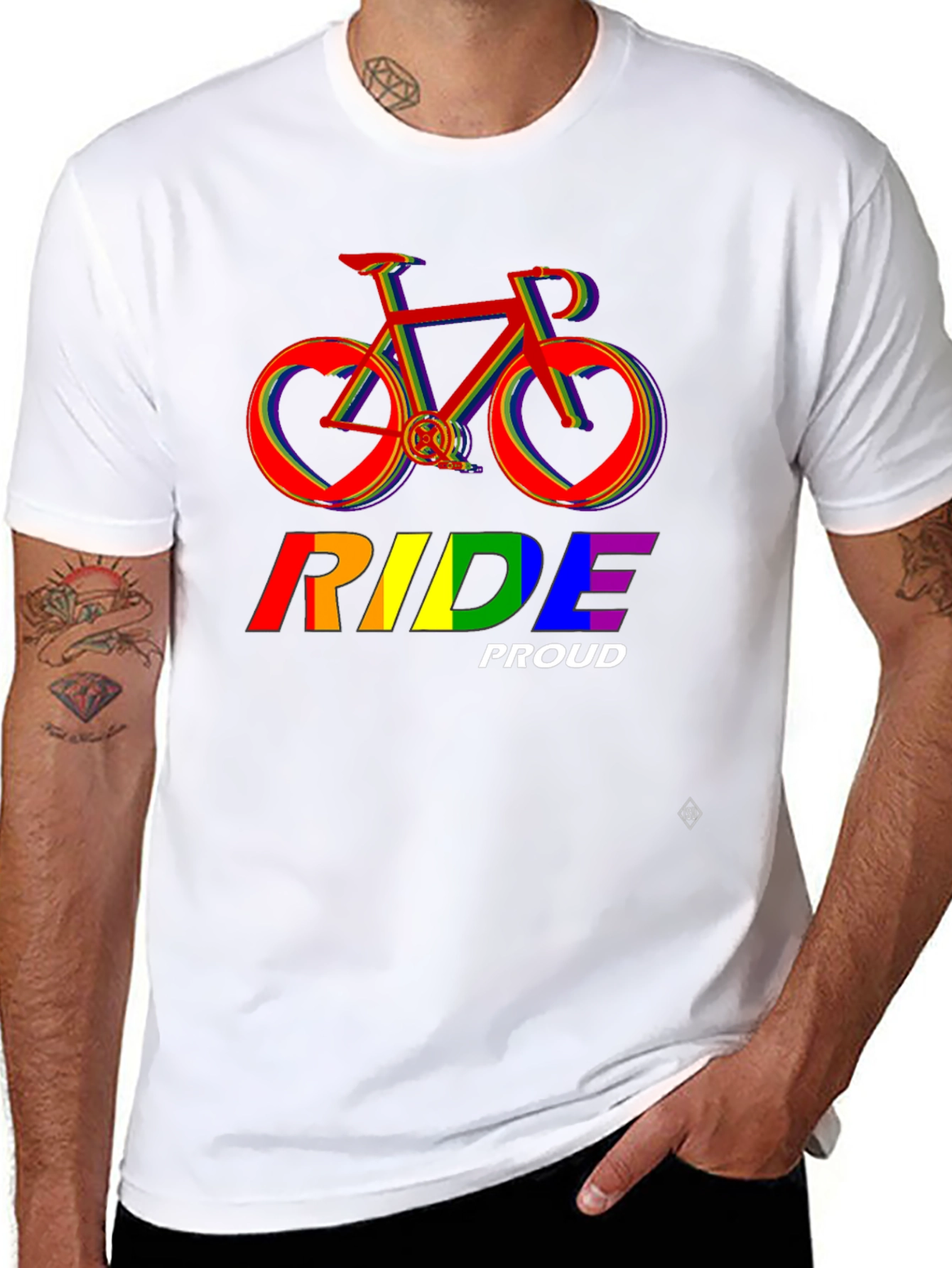 Camiseta Negra Ride Proud LGBT