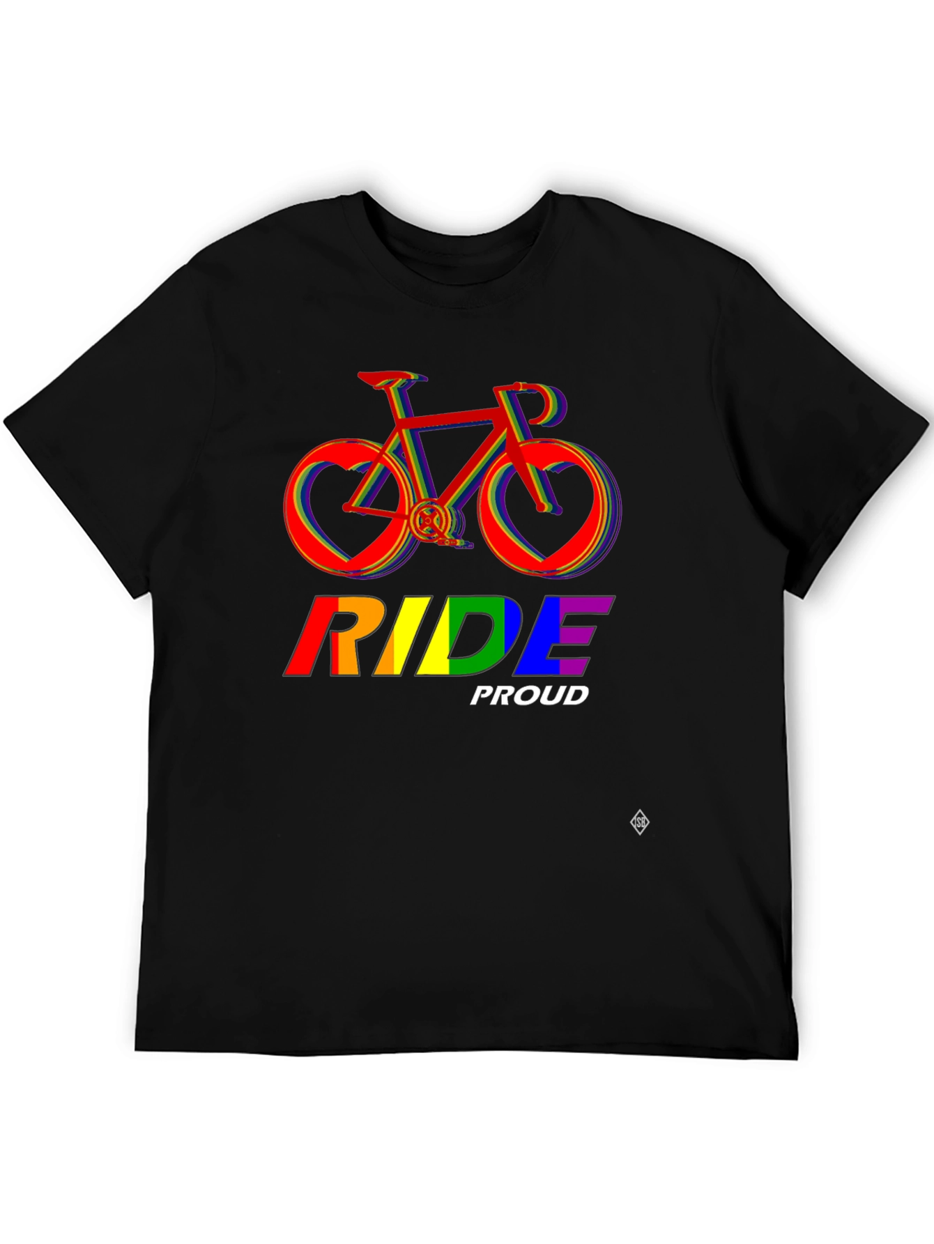 Camiseta Negra Ride Proud LGBT