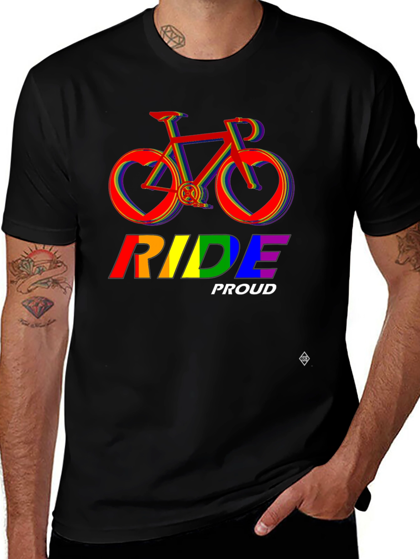Camiseta Negra Ride Proud LGBT