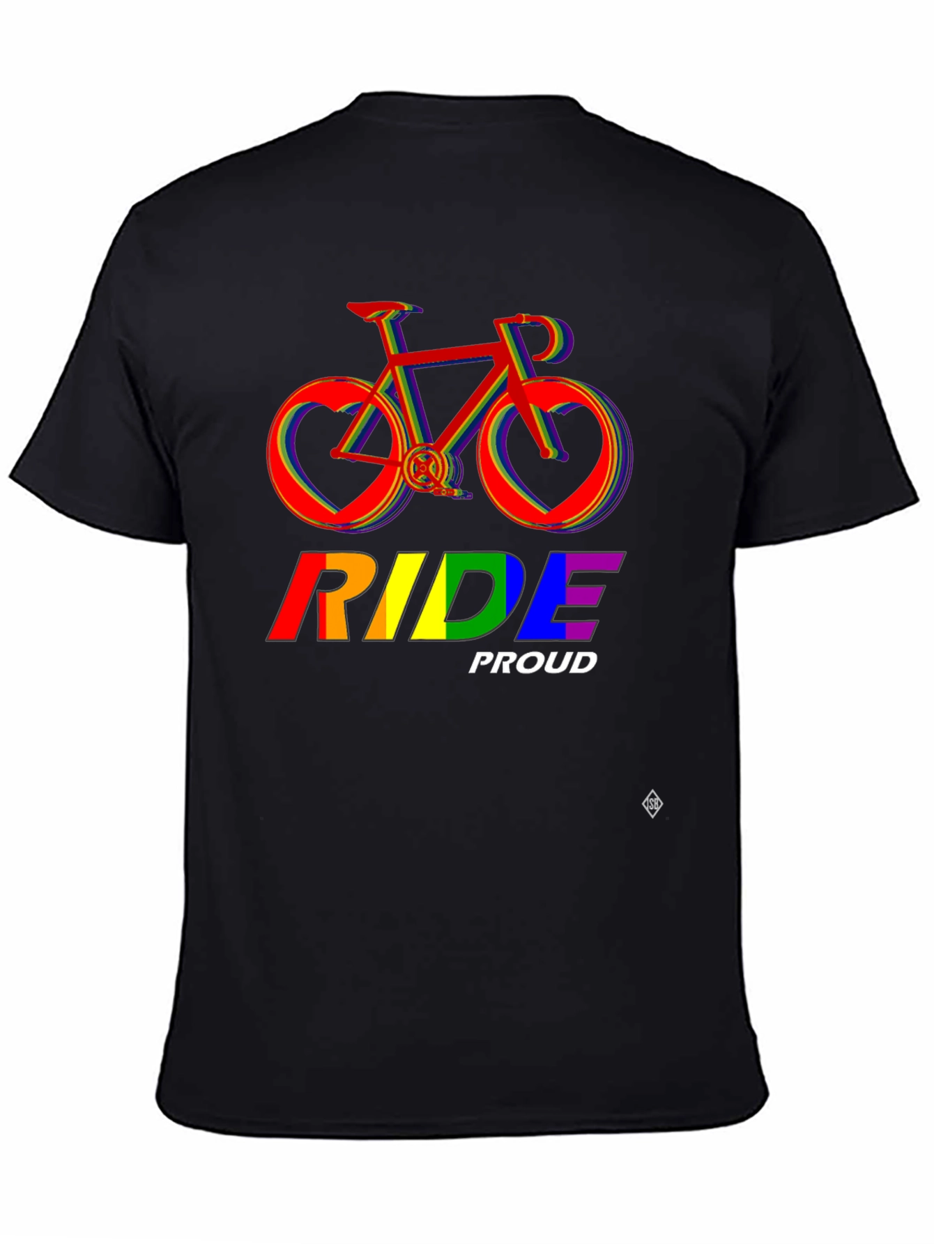 Camiseta Negra Ride Proud LGBT