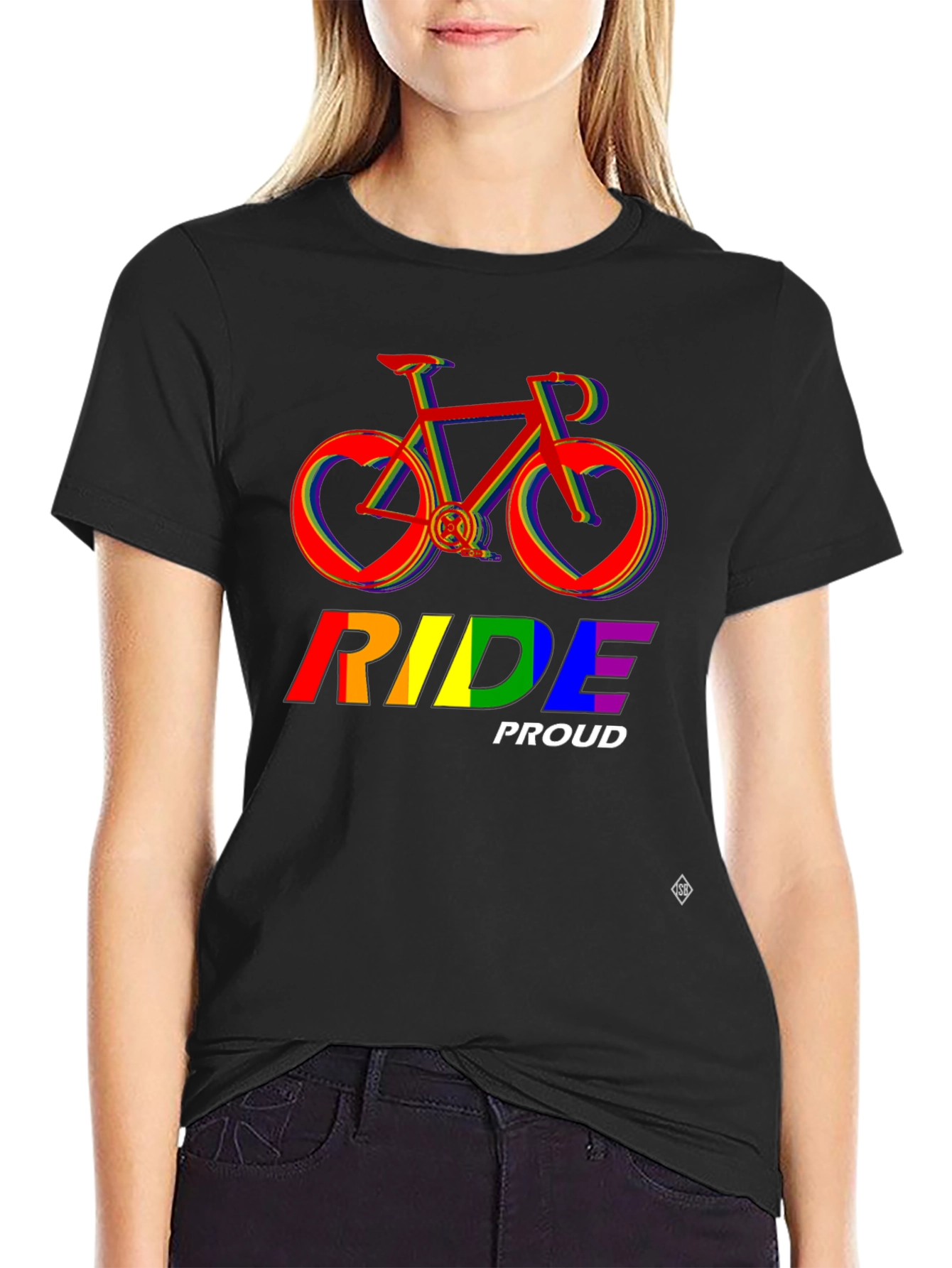 Camiseta Negra Ride Proud LGBT