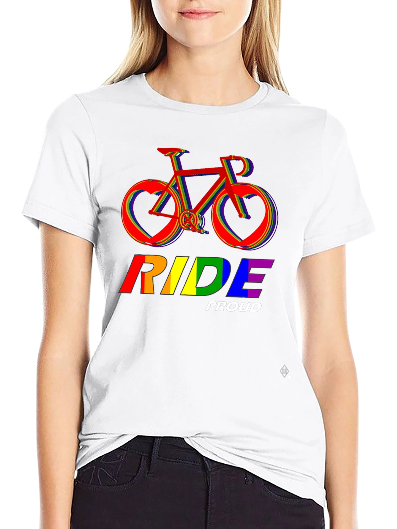 Camiseta Negra Ride Proud LGBT