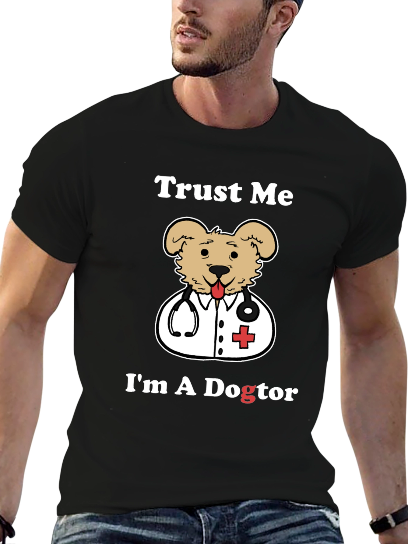 Camiseta Negra Dogtor para Amantes de Mascotas