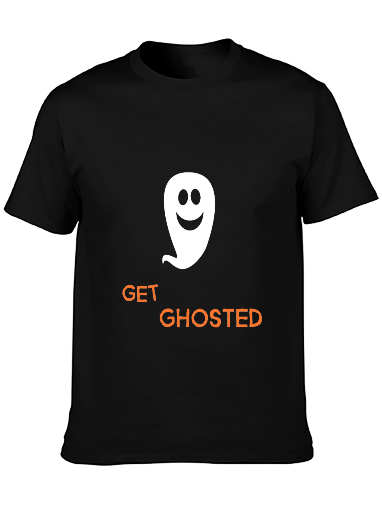 Camiseta Negra Get Ghosted con Fantasma Sonriente