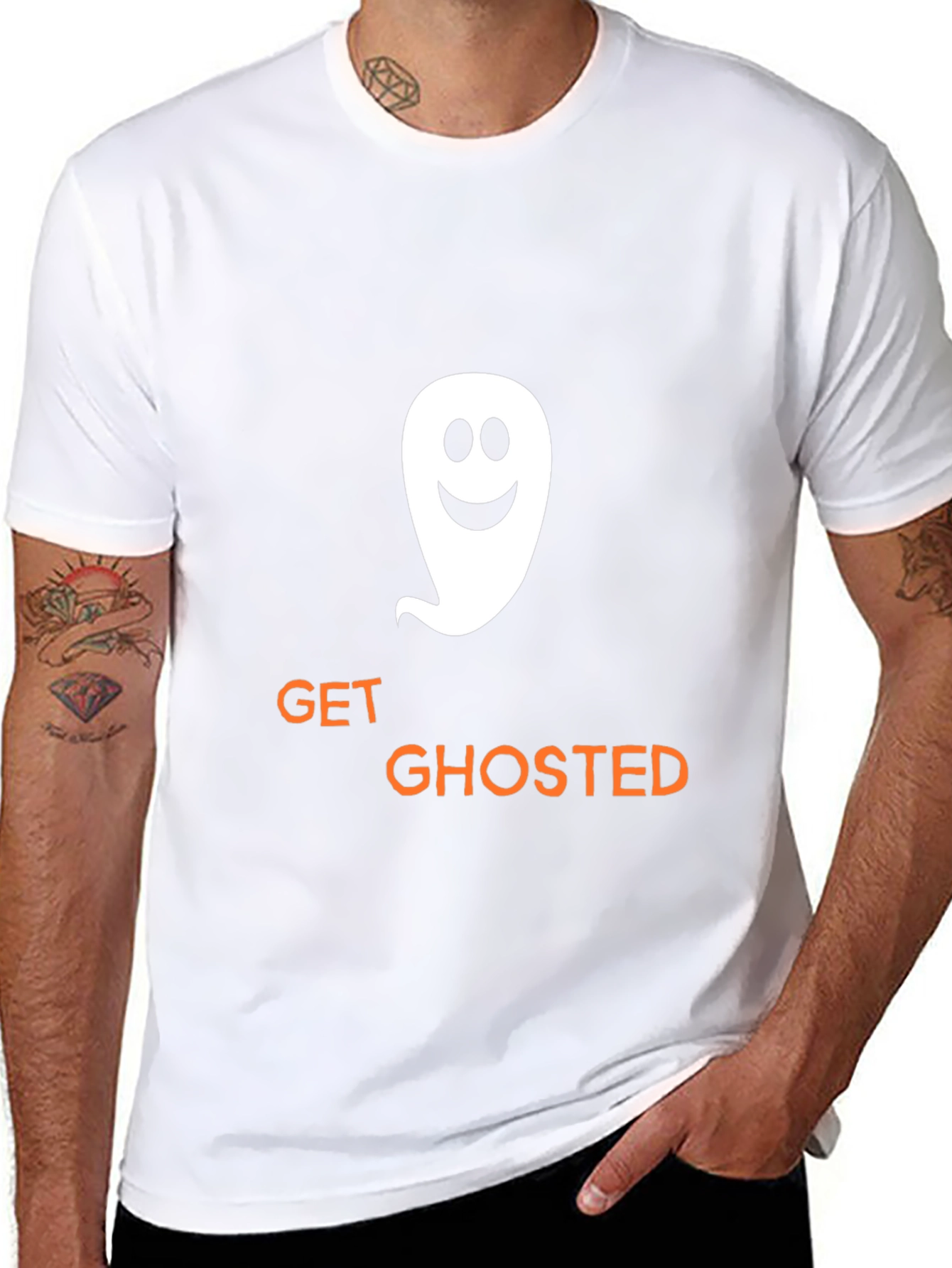 Camiseta Negra Get Ghosted con Fantasma Sonriente
