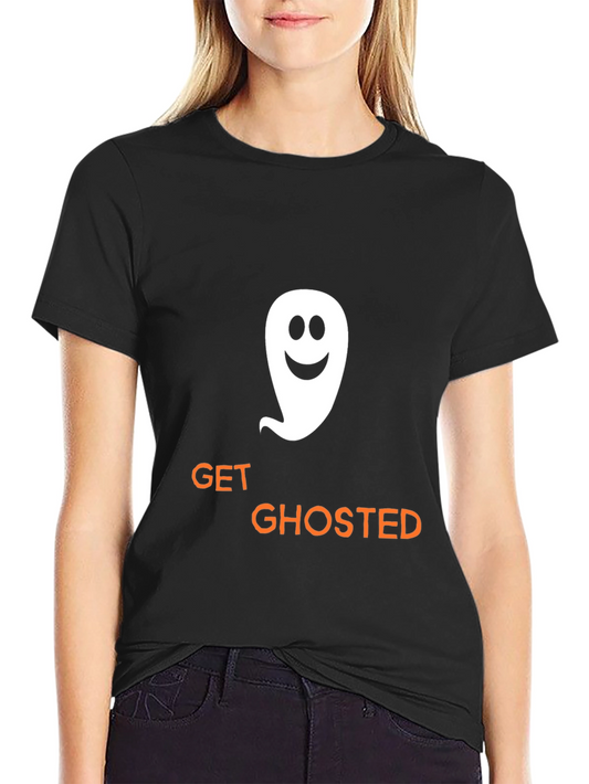 Camiseta Negra Get Ghosted con Fantasma Sonriente