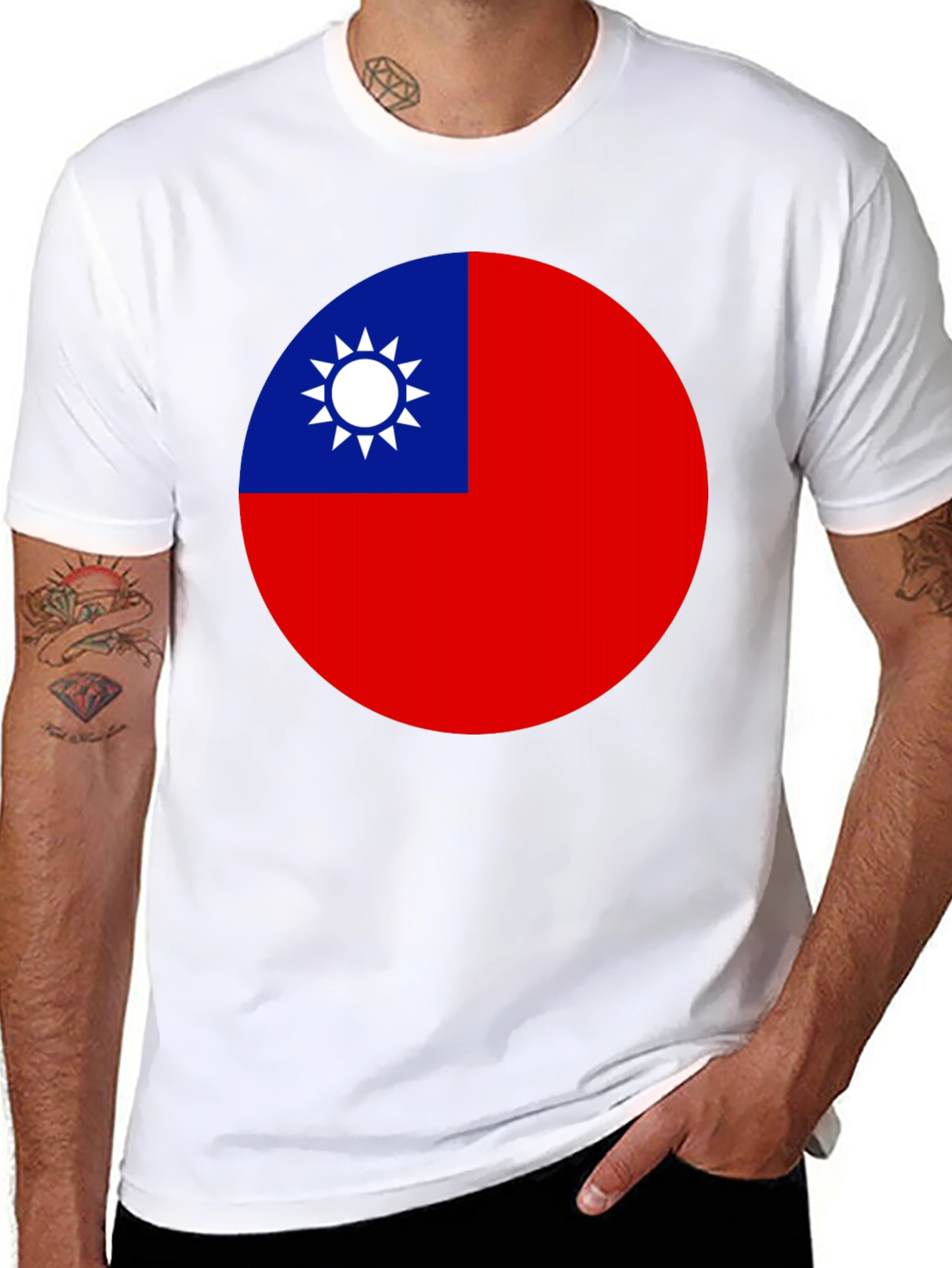 Camiseta Negra con Bandera de Taiwán
