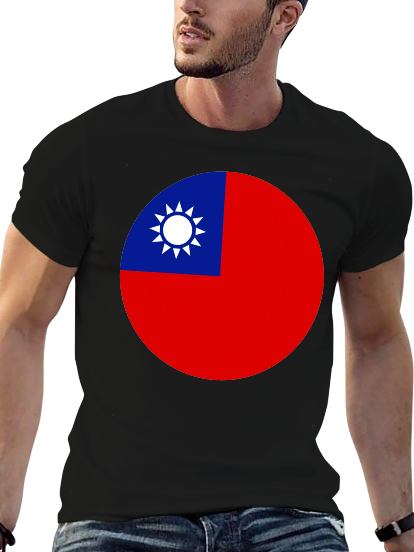 Camiseta Negra con Bandera de Taiwán