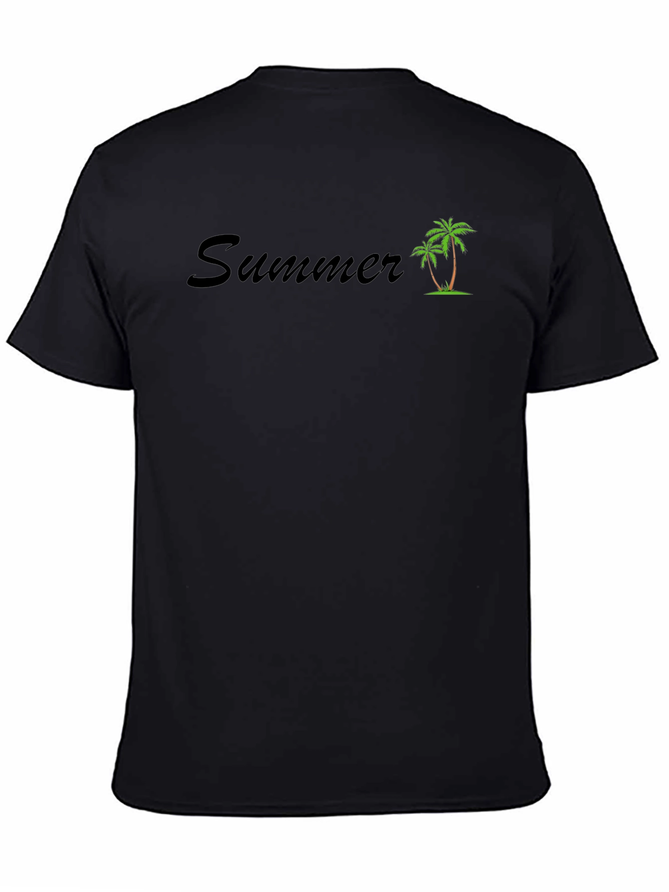Camiseta Negra Estampado Verano con Palmeras