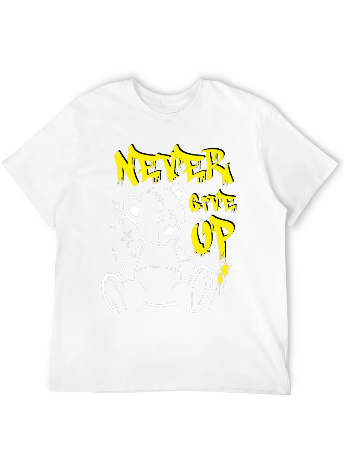 Camiseta Negra Never Give Up Oso de Peluche