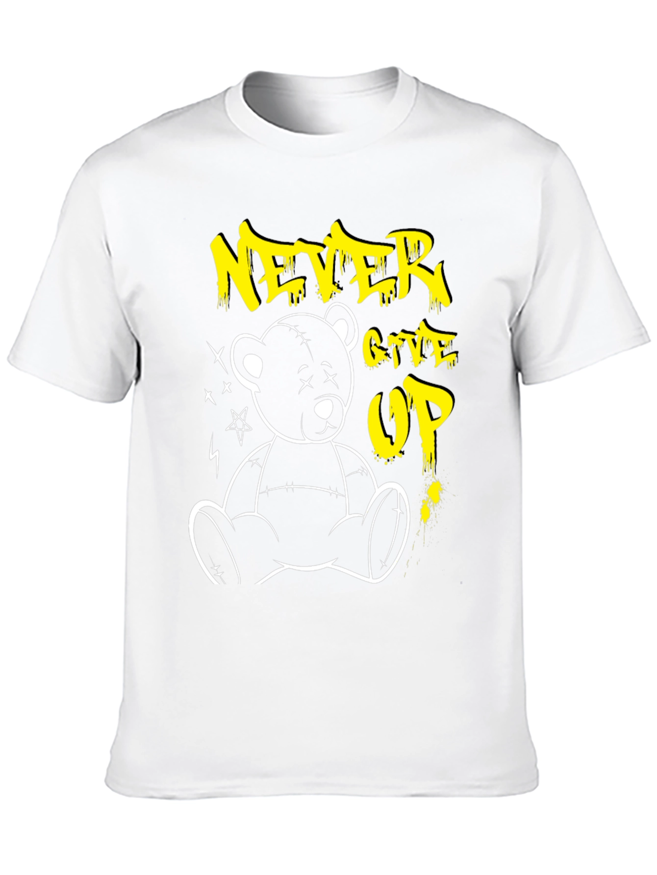 Camiseta Negra Never Give Up Oso de Peluche