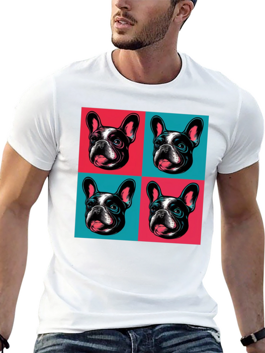 Camiseta Negra con Diseño Bulldog Francés Pop Art