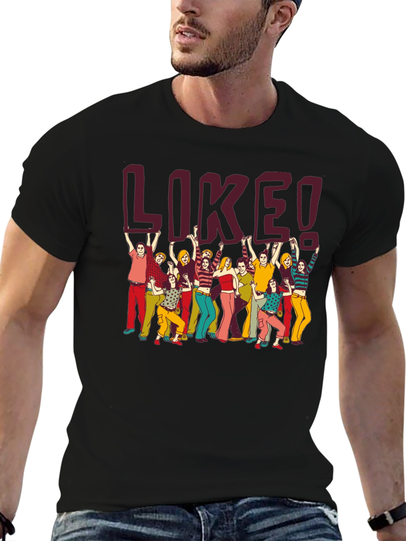 Camiseta Negra con Diseño de Grupo LIKE!