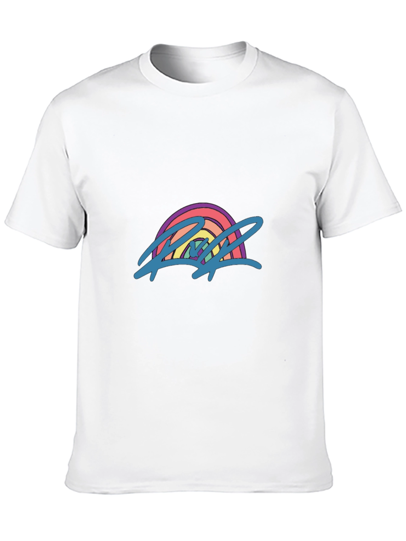 Camiseta Negra con Diseño de Arcoíris Abstracto