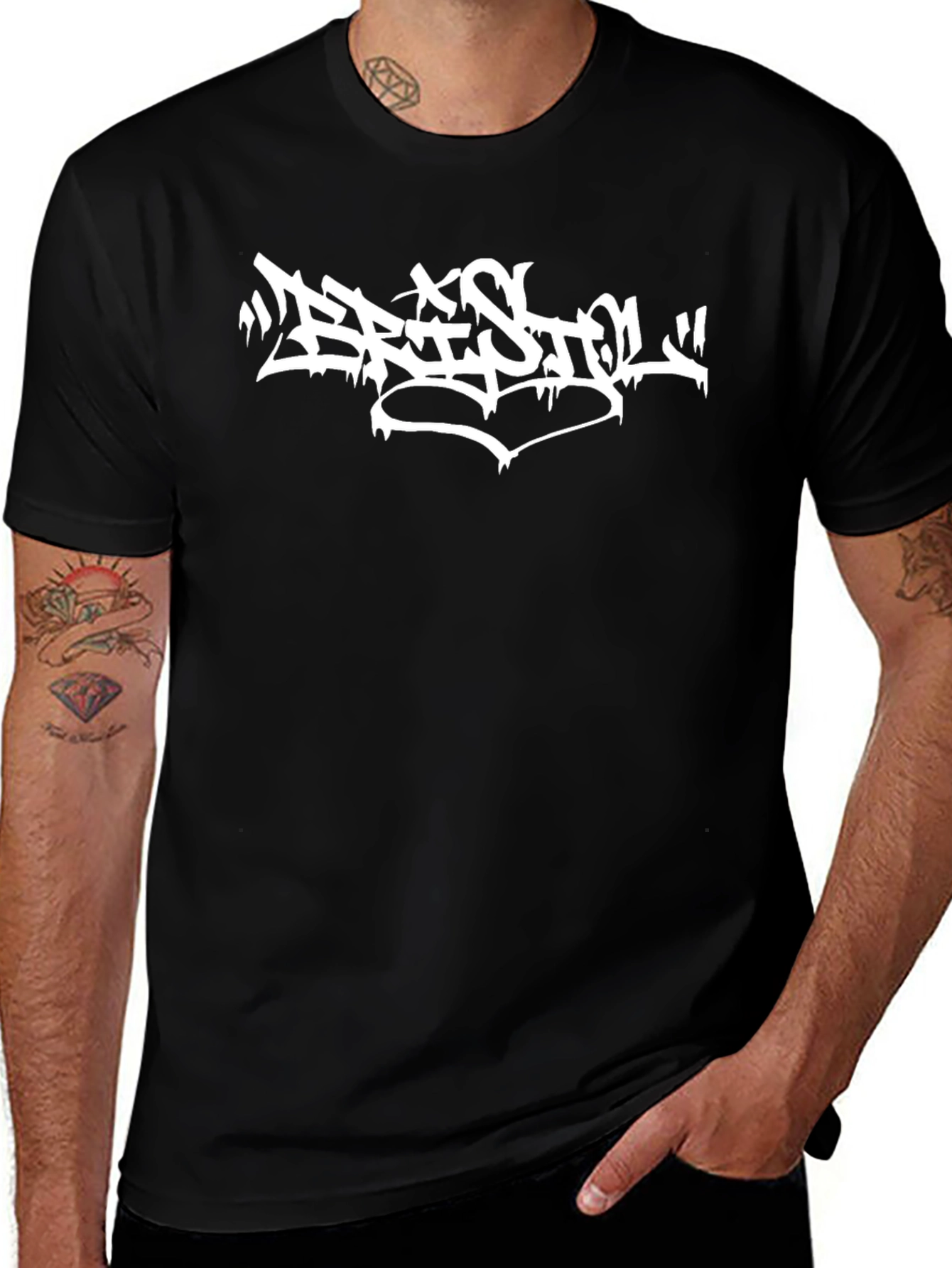 Camiseta Negra Bristol Graffiti Estilo Urbano