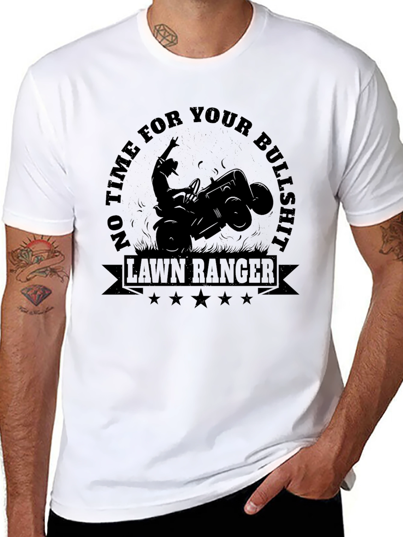 Camiseta Negra Lawn Ranger para Amantes del Jardín