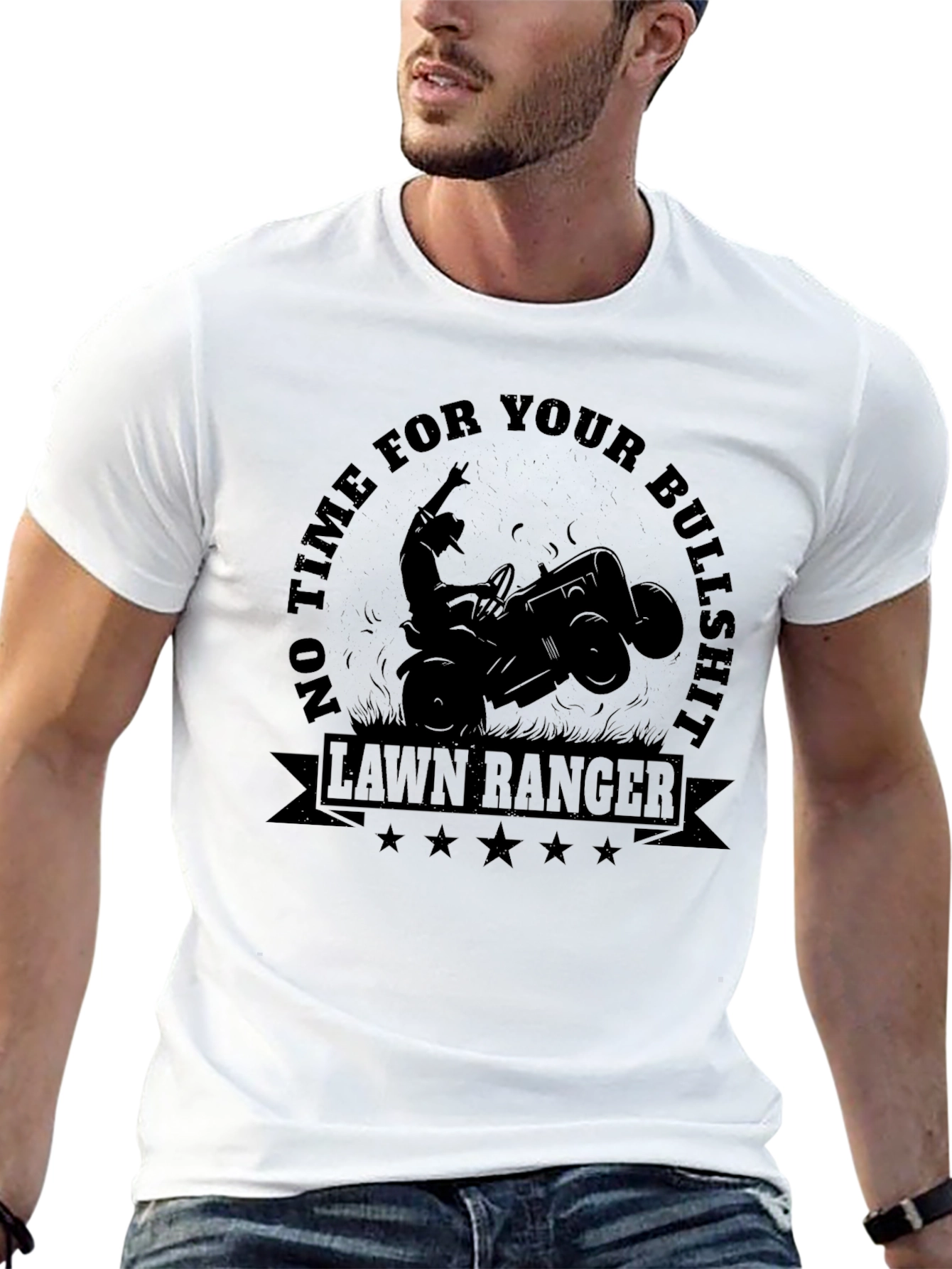 Camiseta Negra Lawn Ranger para Amantes del Jardín