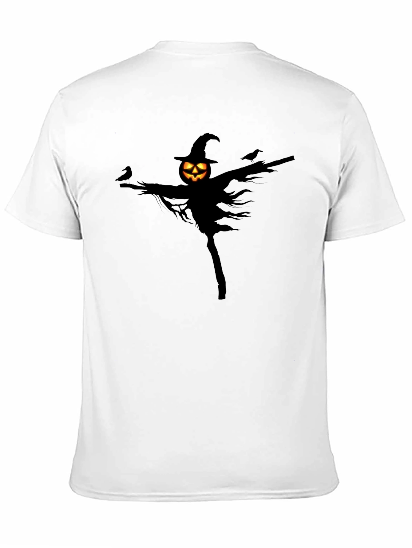 Camiseta Negra Halloween Espantapájaros Calabaza