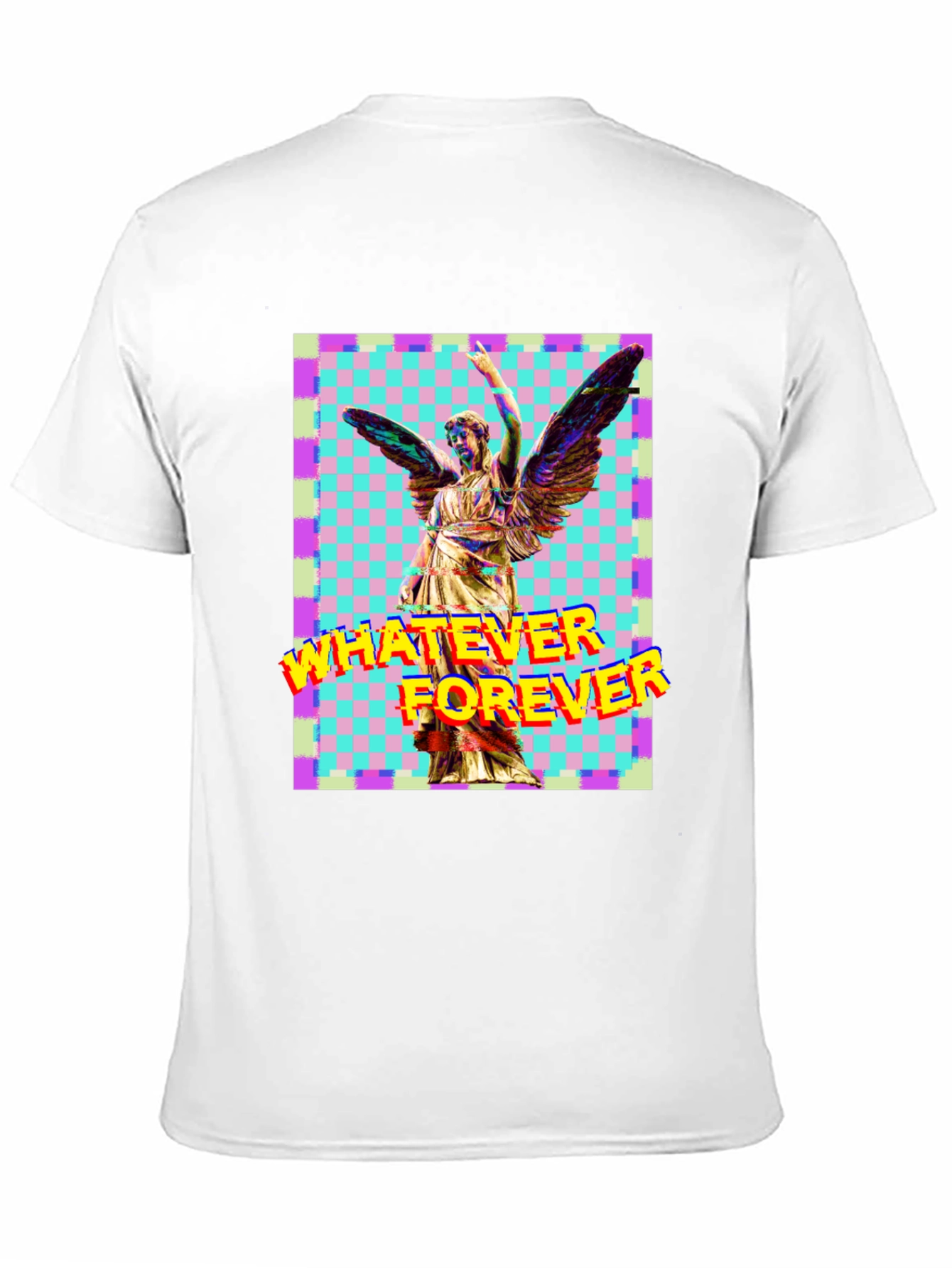 Camiseta Negra con Diseño Artístico de Ángel y Texto