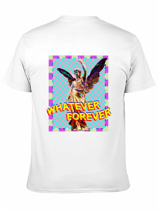 Camiseta Negra con Diseño Artístico de Ángel y Texto