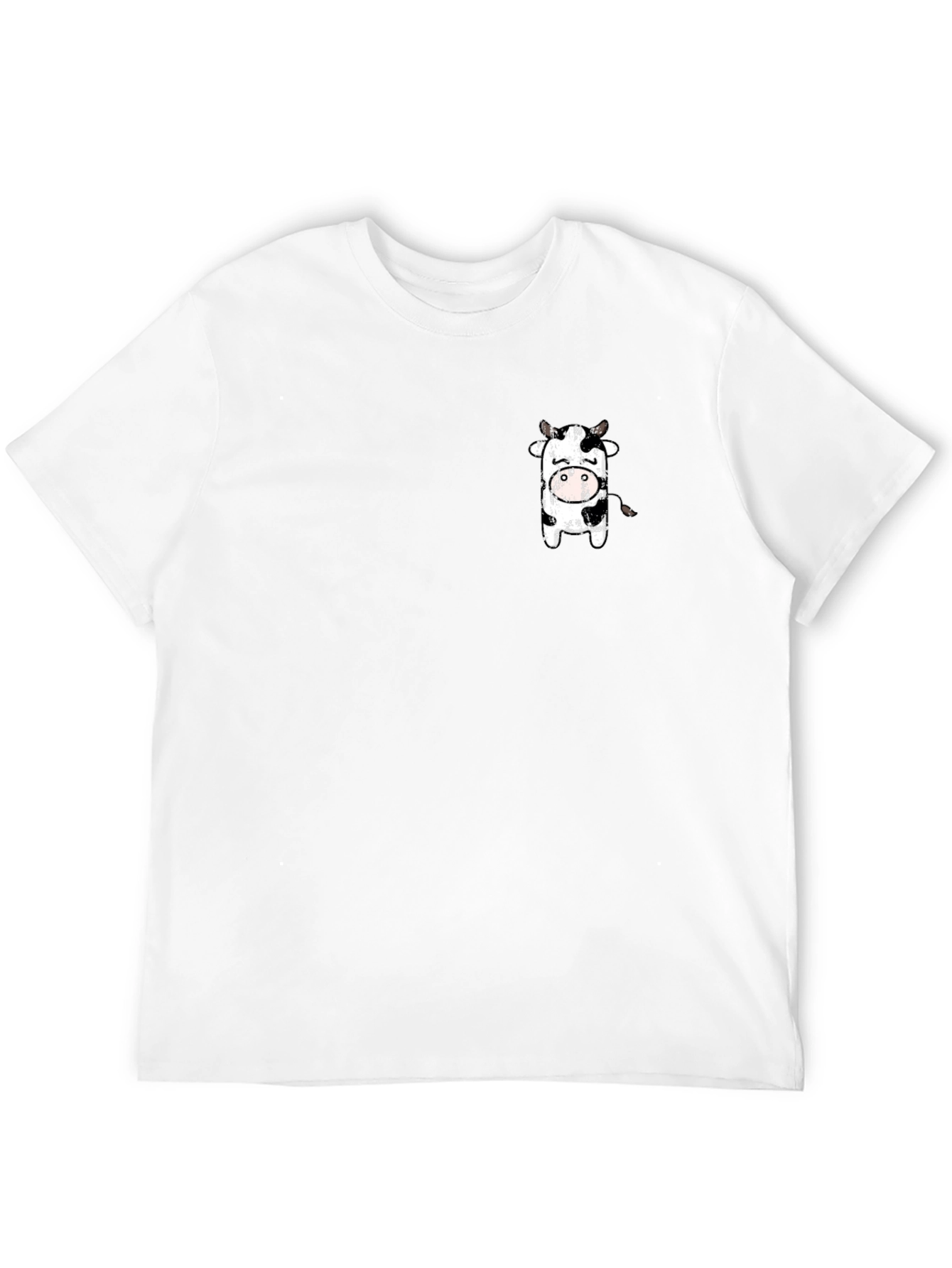 Camiseta Negra con Diseño de Vaca Kawaii