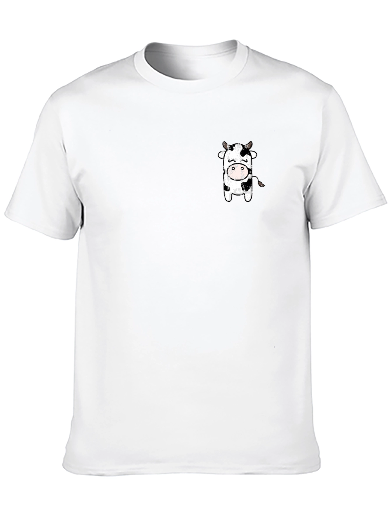 Camiseta Negra con Diseño de Vaca Kawaii