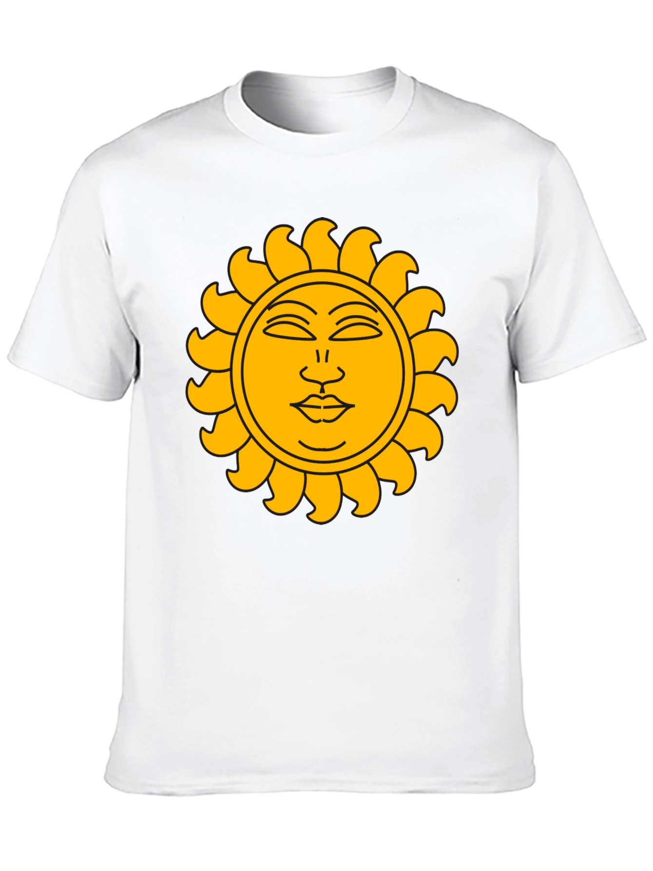 Camiseta Negra con Sol Dorado Estilizado