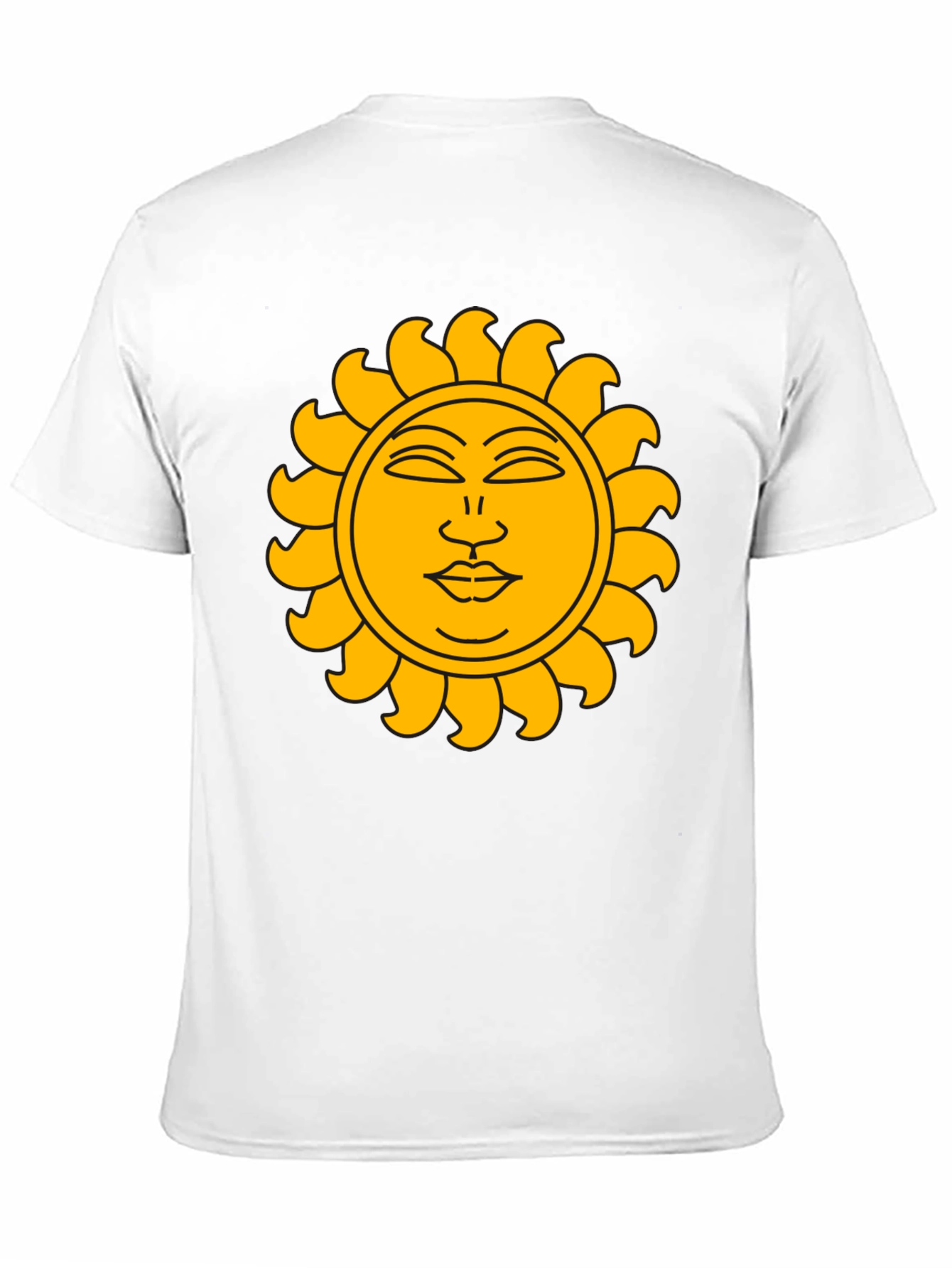 Camiseta Negra con Sol Dorado Estilizado