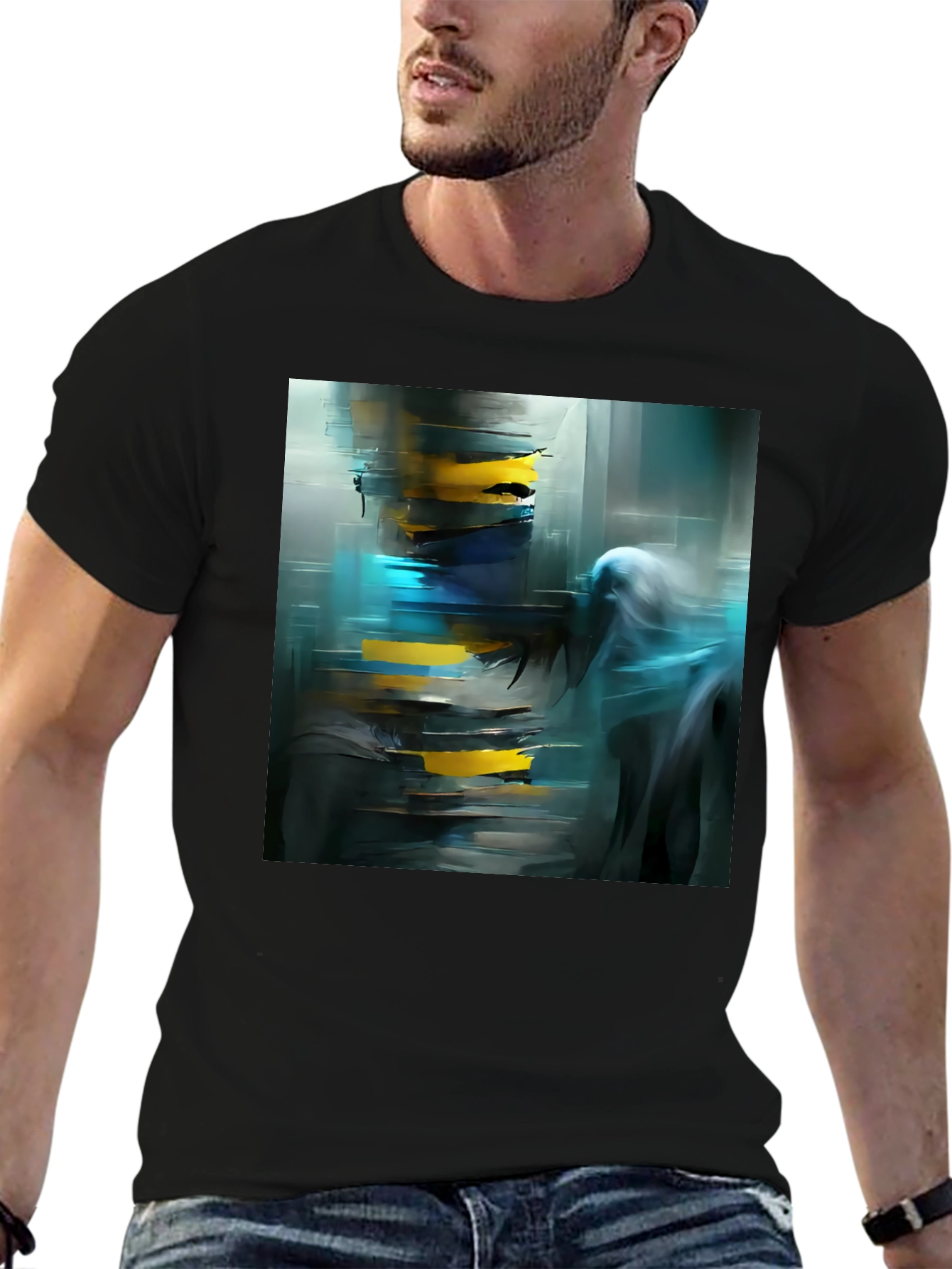 Camiseta Negra Abstracta Urbana