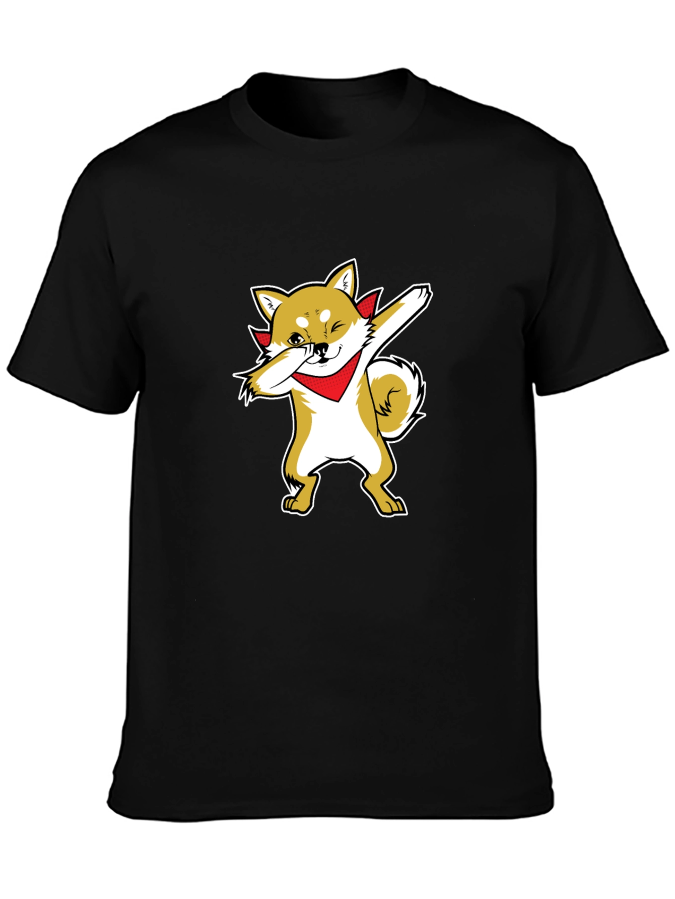 Camiseta Negra Hombre Diseño Shiba Inu Dab