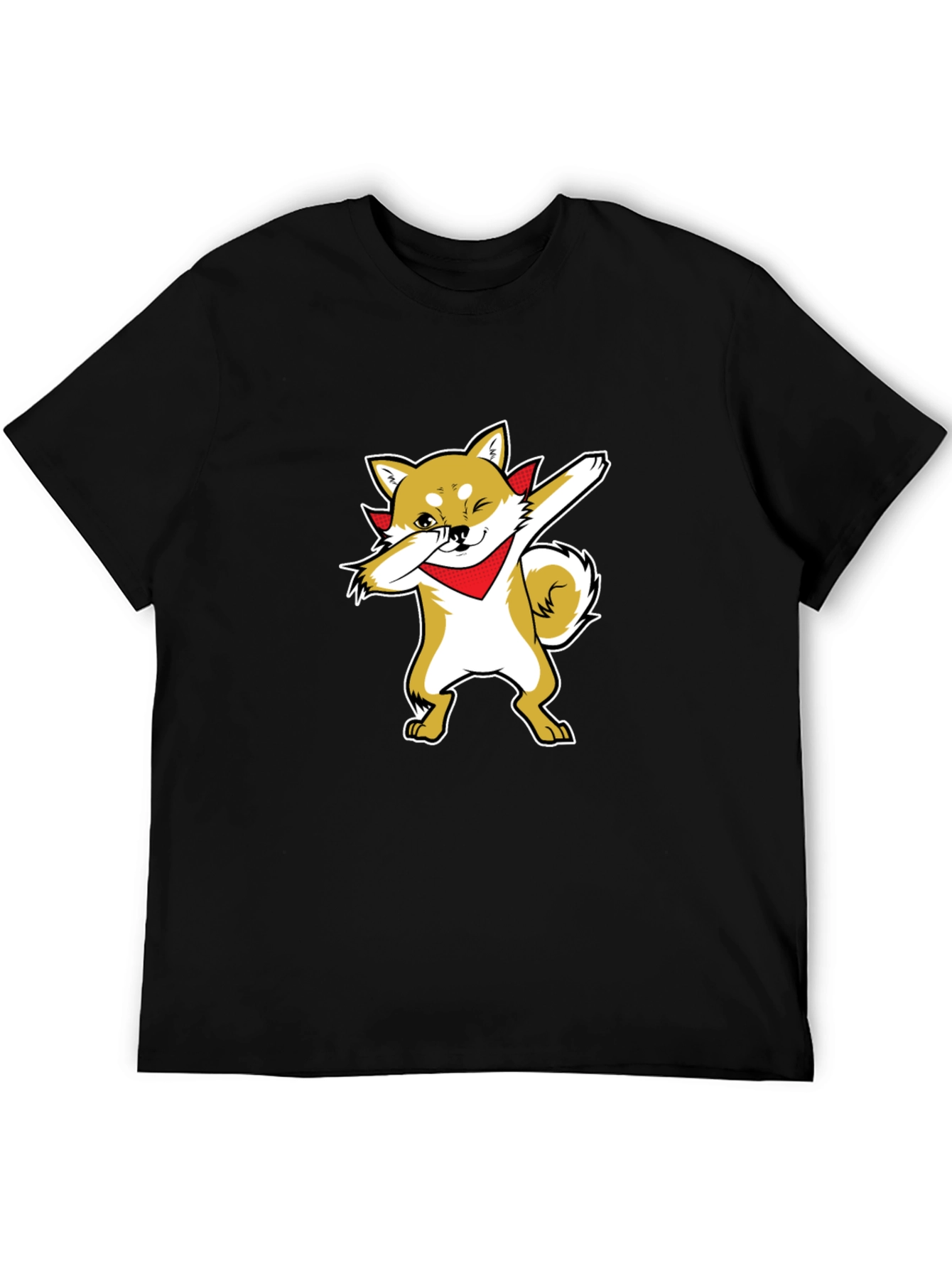 Camiseta Negra Hombre Diseño Shiba Inu Dab