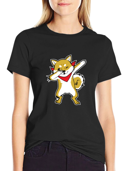 Camiseta Negra Hombre Diseño Shiba Inu Dab